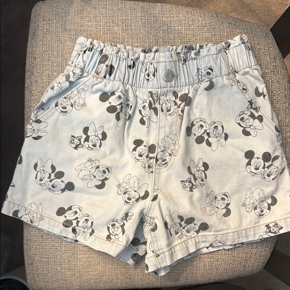 H&M Disney Girl's High Waist Mickey Mouse Print Shorts